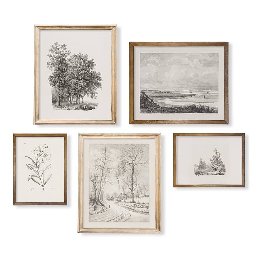 French Country Kitchen Etching Print Posters - Mid Century Victoria Pictures Bathroom - Rustic Mo... | Amazon (US)