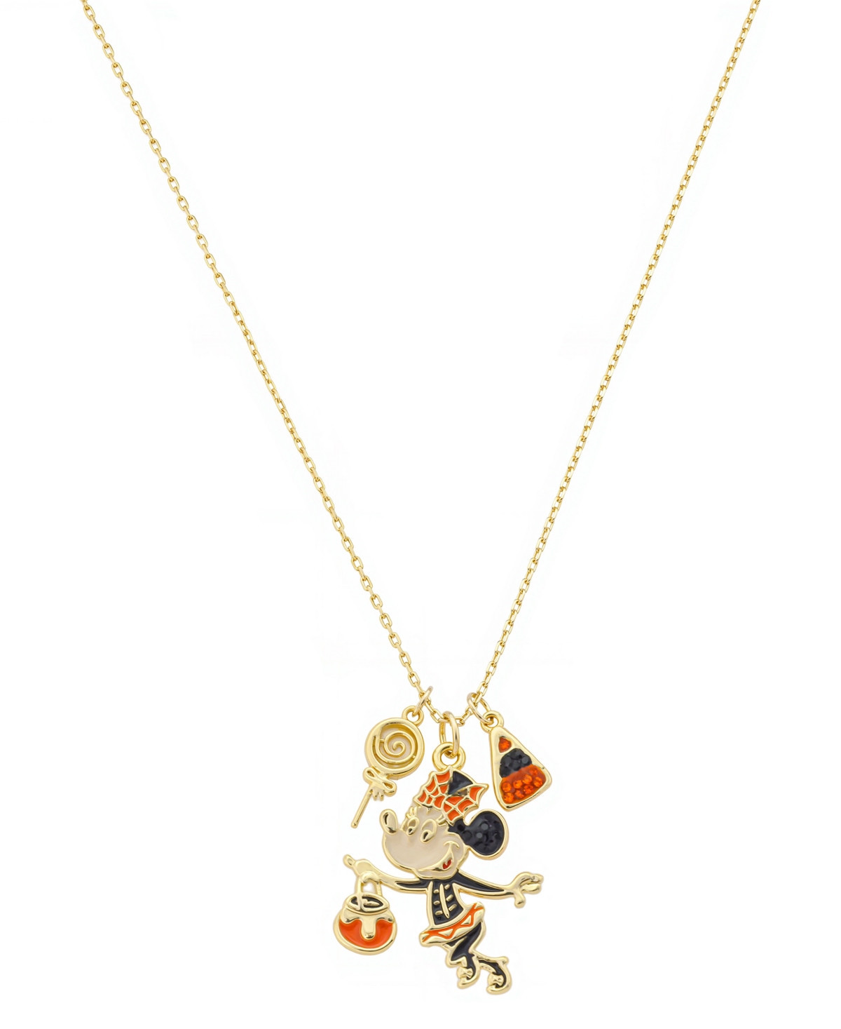 Disney Minnie Mouse Crystal and Mother of Pearl Trick or Treat Pendant Necklace - Gold | Macy's