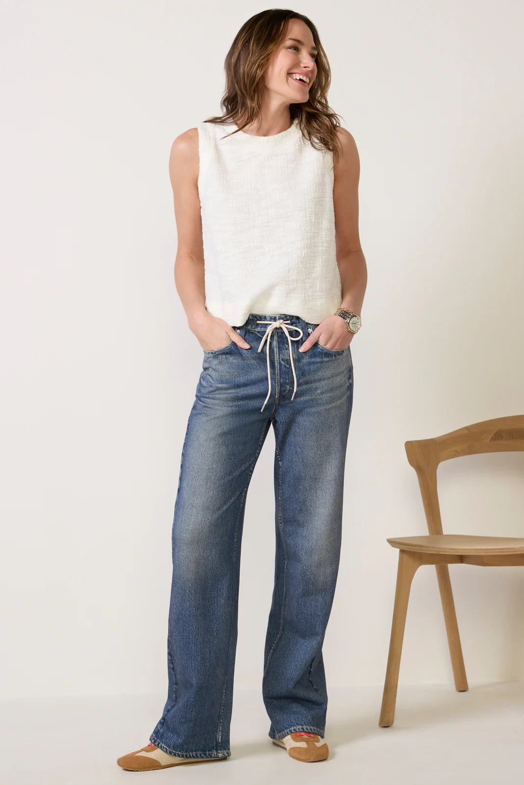 RAG AND BONE Women's Miramar Terry Drawcord Wide Leg Pants, Size XS, Blue | Evereve