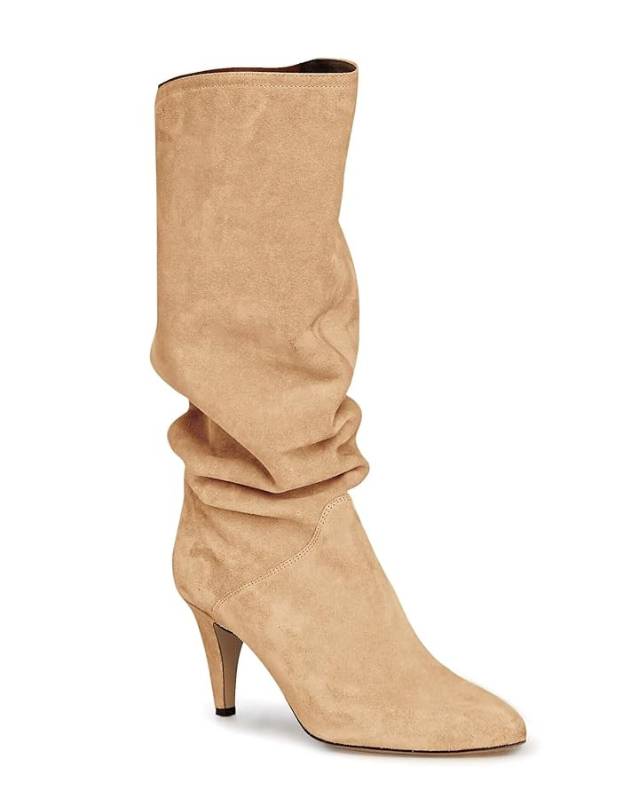 Coutgo Womens Slouchy Knee High Boots Wide Calf Kitten Heel Pointed Toe Pull On Long Boots Winter... | Amazon (US)