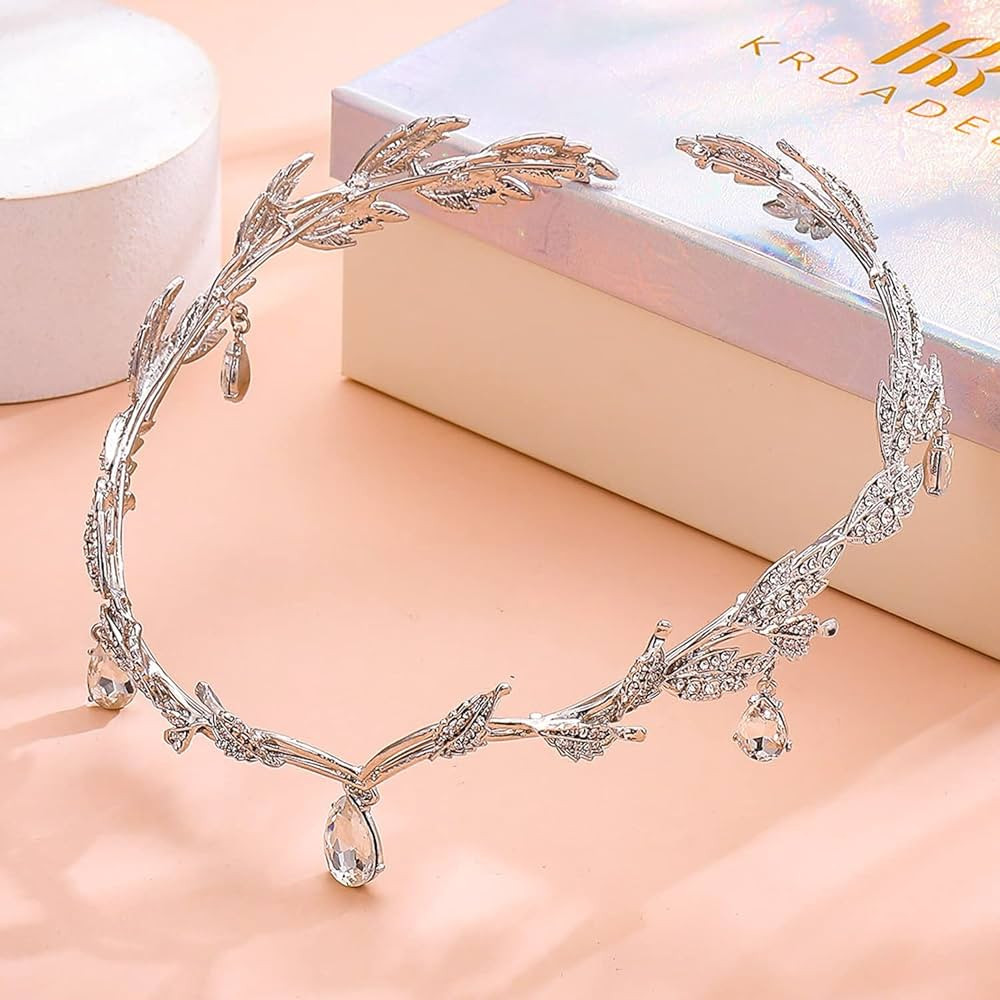KRDADELF Silver Leaves Tiaras for Women Girls, Fairy Costume for Women Crystal Wedding Headpiece ... | Amazon (US)