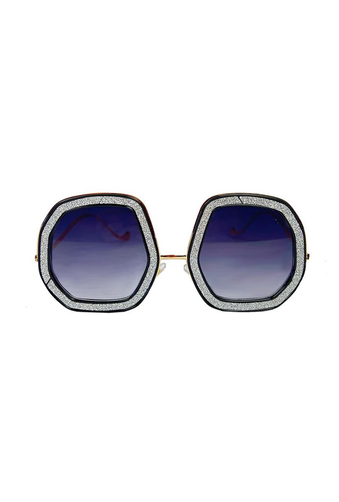 Iris Sunnies - Black & Silver Glitter | Shop BURU