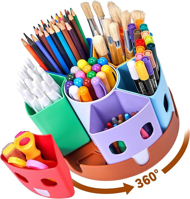 GAMENOTE Rotating Art Supply Storage Organizer, Lazy Susan Office School Supplies for Kids Desk O... | Amazon (US)