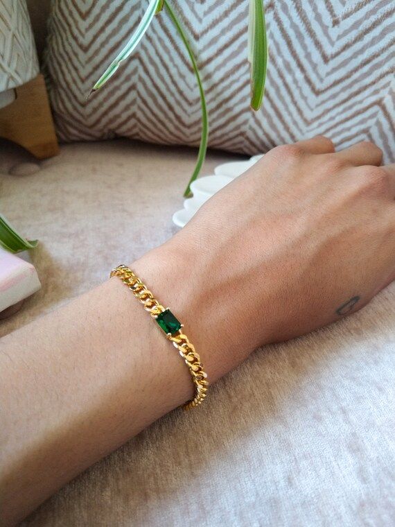 Desire -  Emerald cubic bracelet, Brass, Cubic zirconia, Nickel free, timeless, everyday, wedding... | Etsy (CAD)