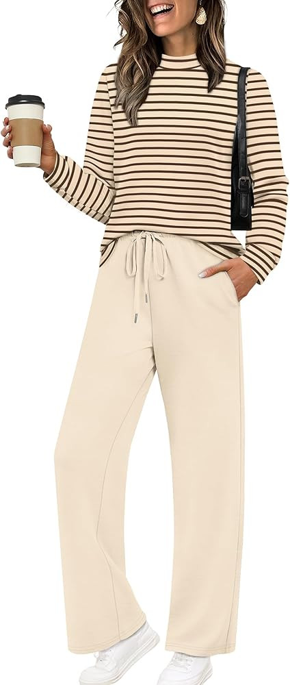 Sampeel Two Piece Sets for Women Mock Neck Matching Sets Loungewear Fall Clothes Travel Outfits F... | Amazon (US)