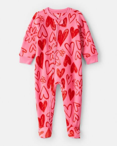 Carter's Toddler Girls Girl Heart Long-Sleeve Loose Fit 1-Piece Pajamas - Pink/Red 2T Pink | Carter's Inc