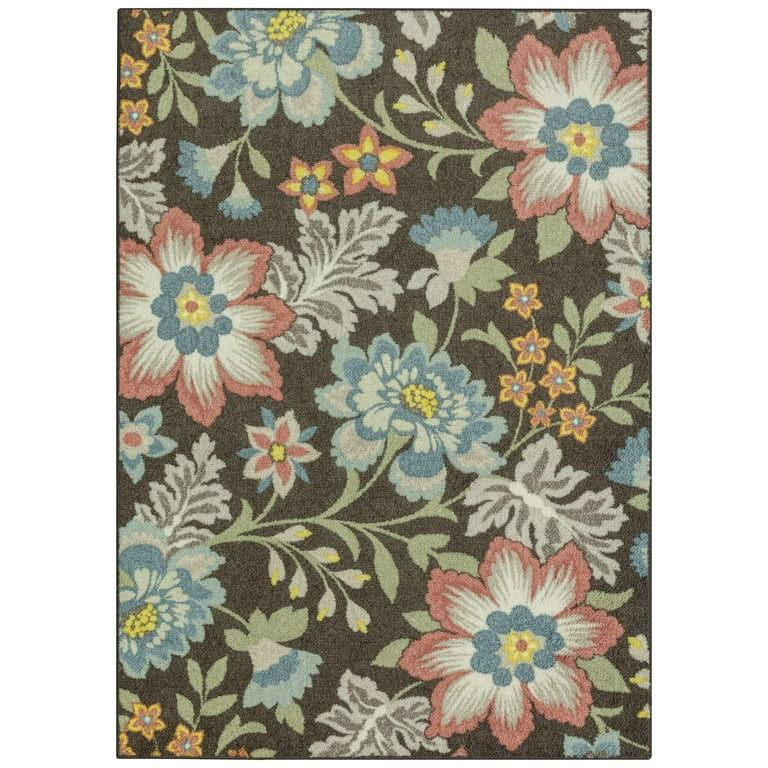 Mainstays Farmhouse Oversized Floral Gray Multicolor Indoor Area Rug, 5' x 7' | Walmart (US)