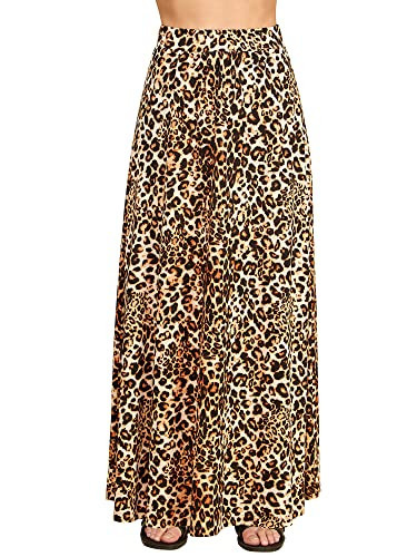 LL WDR1434 Womens Leopard Print Maxi Skirt with Elastic Waist Band XXL Leopard | Amazon (US)