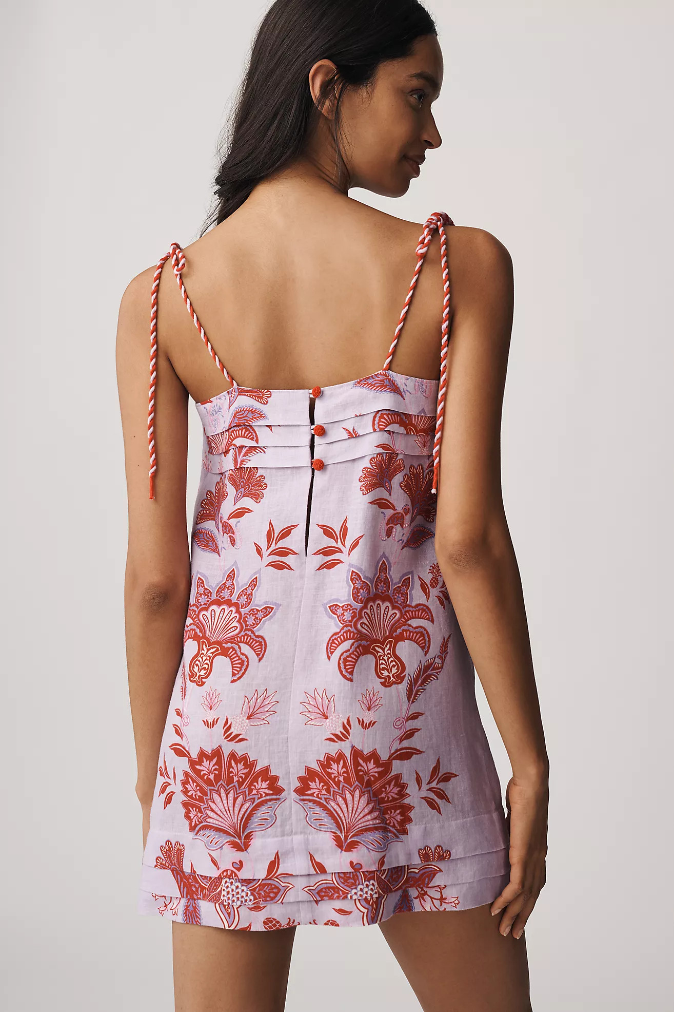 Farm Rio Porcelain Garden Lilac Linen Mini Shift Dress | Anthropologie (US)