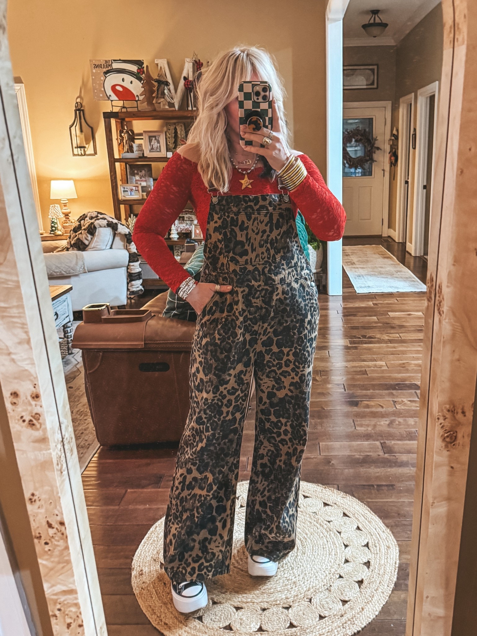 My fit tonight ♥️
Overalls I sized up 
Red lace top M 

#LTKFindsUnder100 #LTKOver40