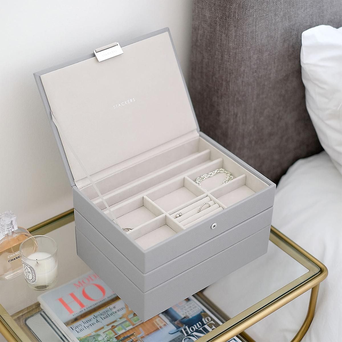 Stackers Pebble Grey Classic Jewelry Box Collection | The Container Store