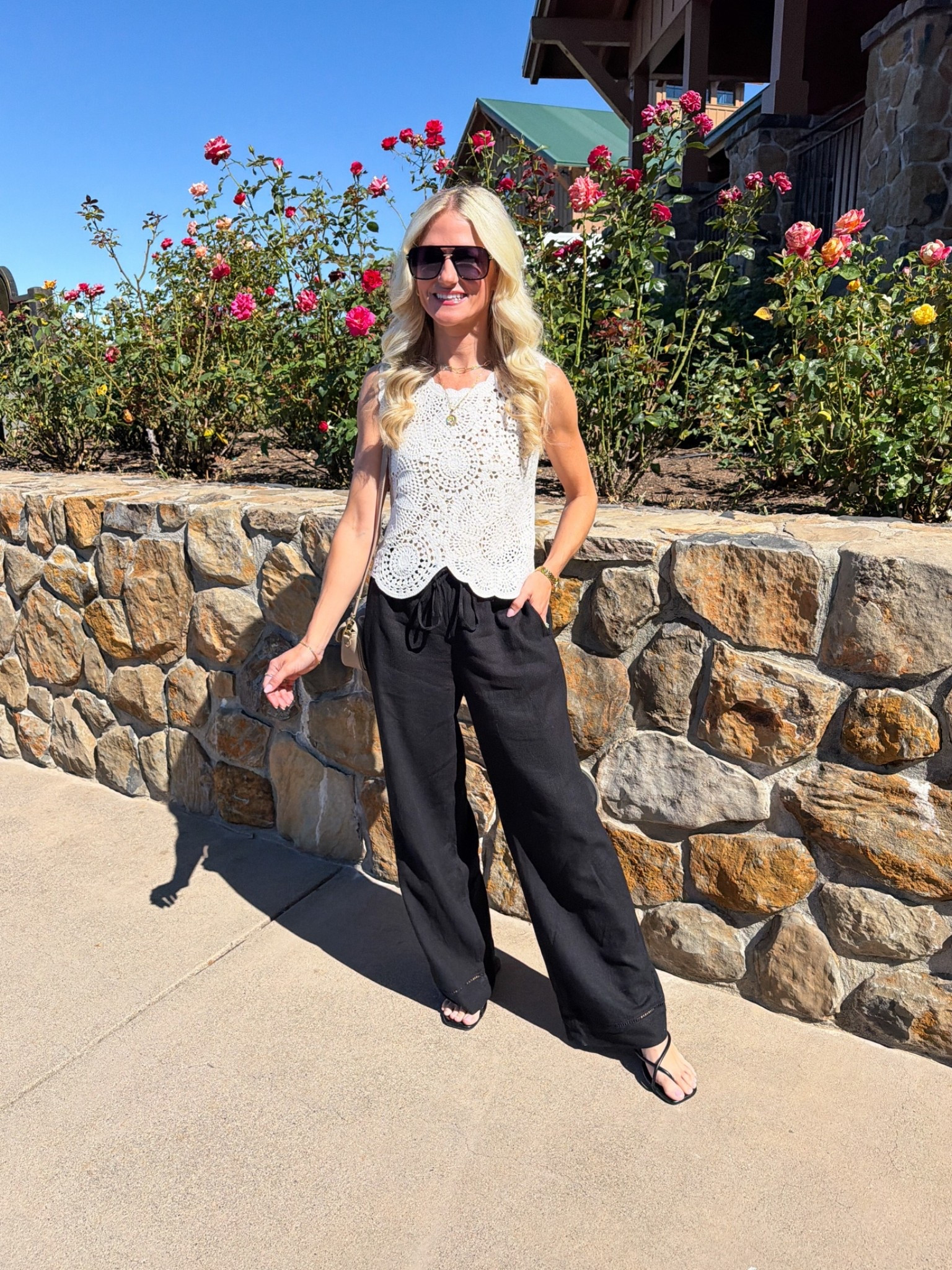 Abercrombie linen pants with length options. Come in more colors. Pretty crochet top is a summer staple!

#LTKgrwm #LTKootd