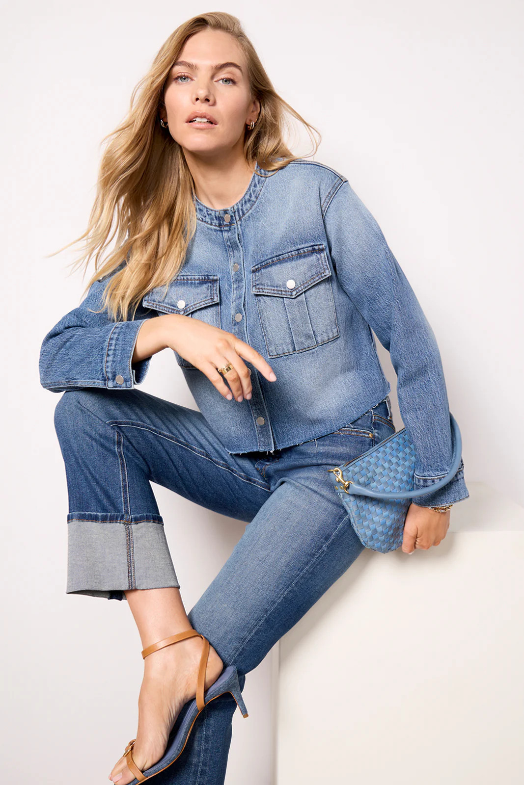 Kacey Collarless Denim Jacket | Evereve