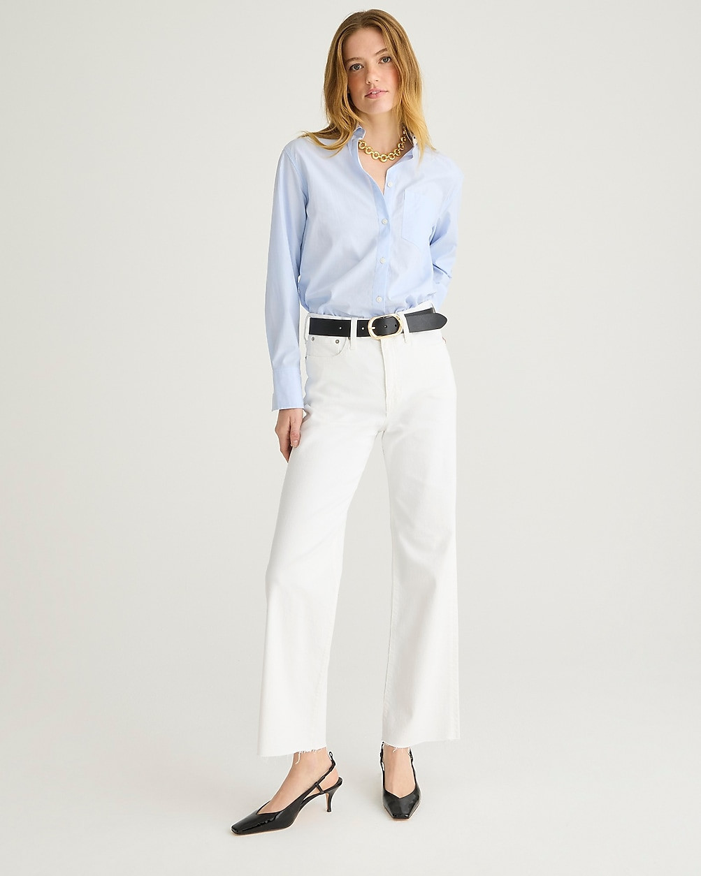 Full-length slim wide-leg jean in white | J. Crew US