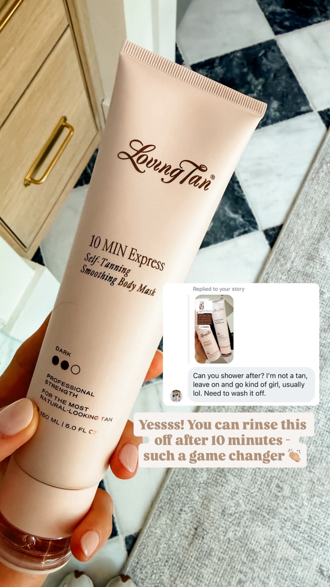 My secret to the perfect tan every time- Loving Tan! Such a dreamy bronze color and never orange! My go to tan for years now. 

Loverly grey, self tanner, best self tan, self tan 10 min body mask dark, natural self tanner

#LTKselfcare
