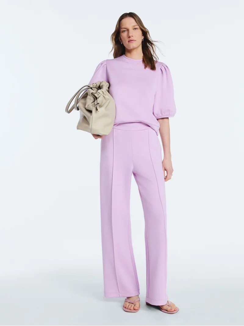 Scoop Women's and Women's Plus New Scubaknit Pleated Sleeve Top, Sizes XS-4X | Walmart (US)