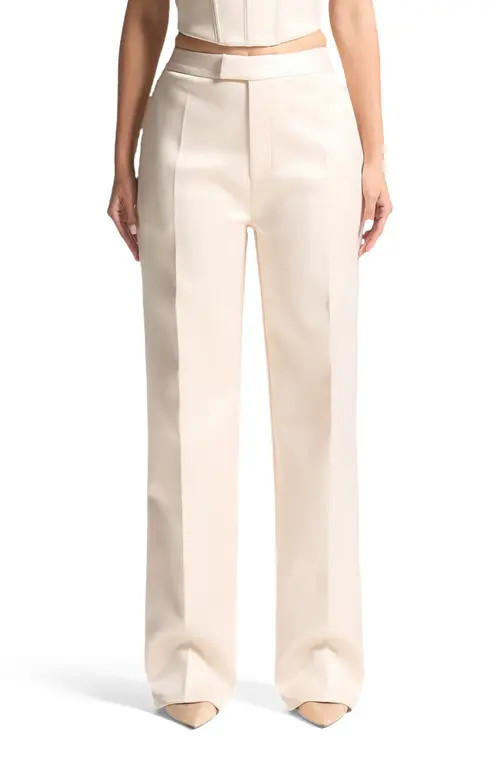 Manière De Voir Bella Satin Tailored Trousers in Champagne at Nordstrom, Size 4 | Nordstrom