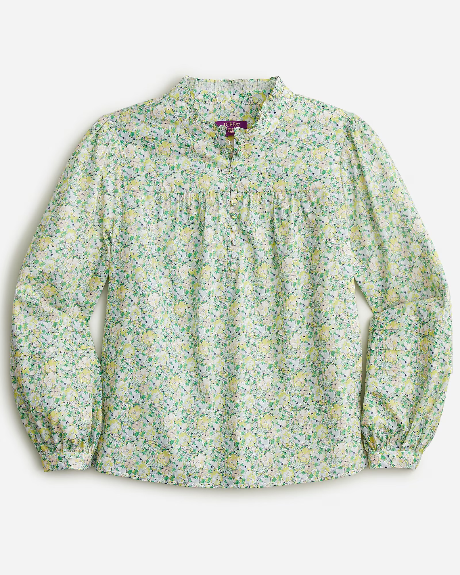 Button-front ruffleneck popover in Liberty® Colour Fields fabric | J. Crew US