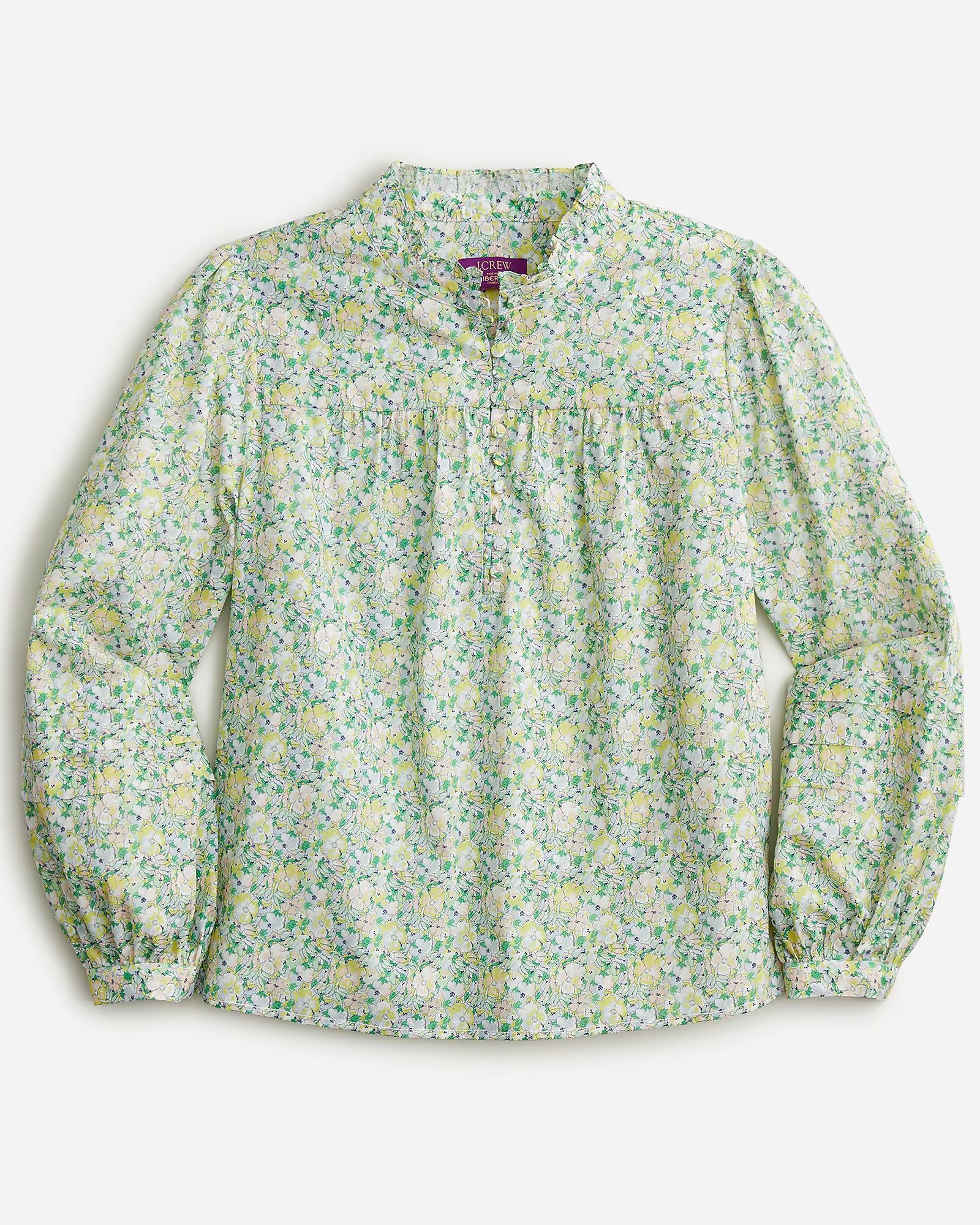 Button-front ruffleneck popover in Liberty® Colour Fields fabric | J.Crew US