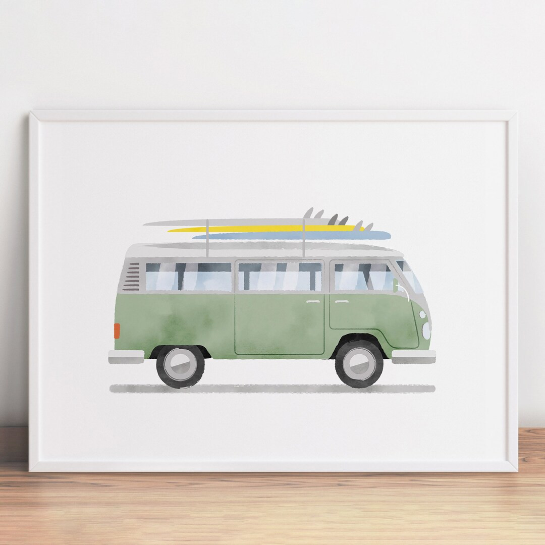 Sage Green Vintage Van Print,classic Car Art,surf Print,transportation Art,vehicle Printable, Bus... | Etsy (US)
