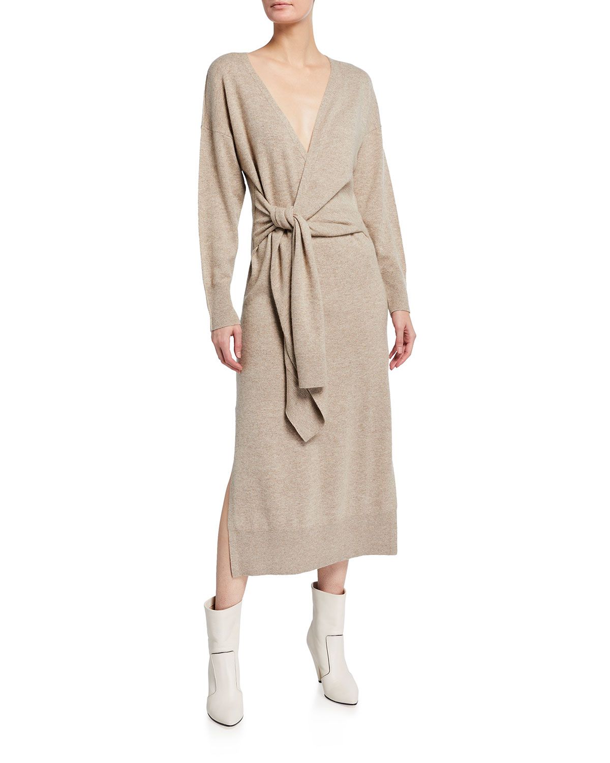 Skyla Loungewear Faux-Wrap Knit Dress | Neiman Marcus