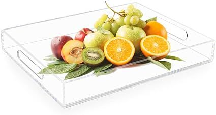 Tasybox Clear Serving Tray, Acrylic Decorative Serving Trays with Handles for Kitchen Dining Room... | Amazon (US)