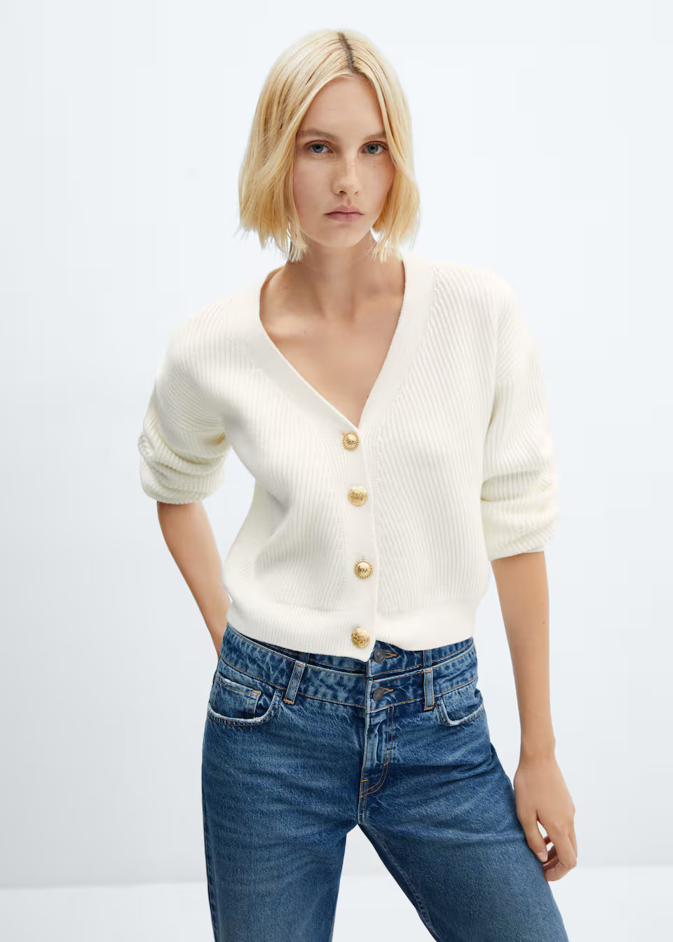 Buttoned ribbed cardigan -  Women | Mango United Kingdom | MANGO (UK)