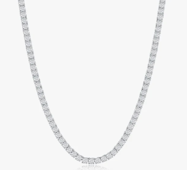 4mm Silver Tennis Necklace | Corace Collection