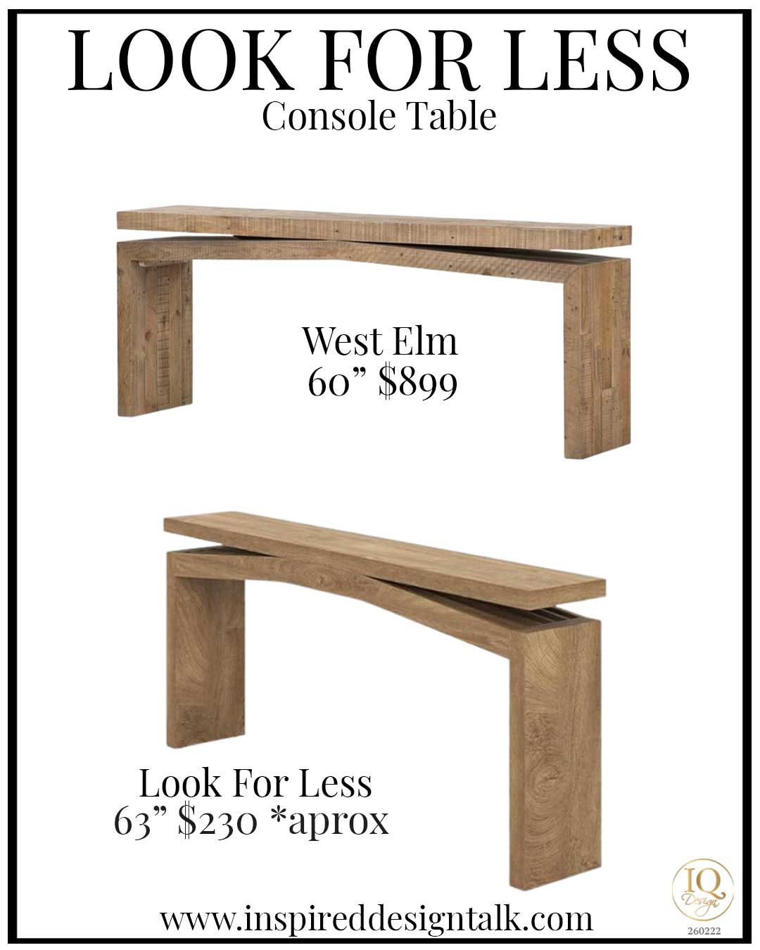 If you love the modern organic look from West Elm but want to stay on budget, this look for less console table is the perfect option. Inspired by West Elm’s curved wood console table, this version delivers the same sculptural silhouette, warm wood tone, and elevated minimalist style — for a fraction of the price.

The original West Elm 60" console table is $899, while this 63" look for less option is approximately $230. You still get that statement curved base, thick wood top, and organic modern design that works beautifully in entryways, living rooms, hallways, or behind a sofa.

This style is perfect for:
• Organic modern interiors
• Neutral living room design
• Modern entryway styling
• Warm minimalist homes
• Sculptural wood furniture lovers

If you’re decorating on a budget but still want your home to look expensive, this inspired by West Elm console table gives you that high-end designer feel without the high-end price tag.

Make your home look expensive — for less. 

 #LTKSeasonal #LTKOver40 #LTKHome