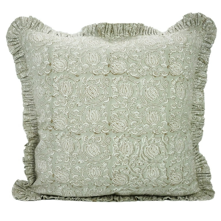 FABDIVINE- Frill cushion cover, block print pillowcase, cotton couch cushion, floral decorative f... | Walmart (US)