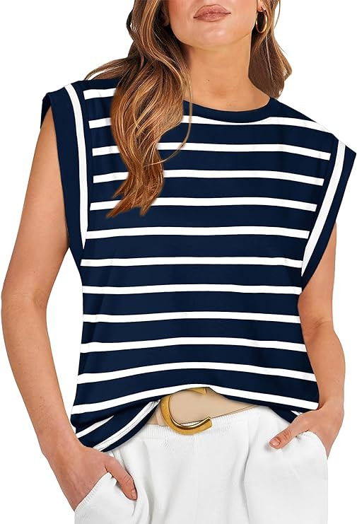 WIHOLL Cap Sleeve Tops for Women Summer Top Basic Tee Shirts Casual Tank Loose Fit 2024 Fashion  ... | Amazon (US)