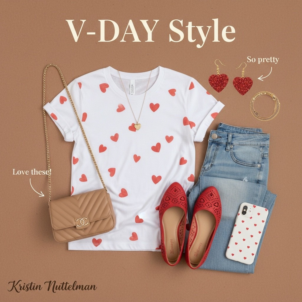 V-DAY STYLE! 💕

This outfit is giving all the romantic vibes without breaking the bank! I'm absolutely obsessed with this heart print tee paired with classic jeans and those adorable red flats. The accessories are chef's kiss—those glitter heart earrings and the quilted bag are the perfect finishing touches!

Everything you see here is budget-friendly and SO cute. Perfect for date night, brunch with your besties, or just spreading the love this Valentine's season!

Comment SHOP below to receive a DM with the link to this post on my LTK 👇


#VDayStyle #ValentinesDayOutfit #BudgetFashion #AffordableStyle #HeartPrintTee #DateNightOutfit #StyleOnABudget #LTKfindsunder50 #LTKstyletip #ShopPeopleYouTrust #KristinNuttelman #FashionFinds #RedFlats #ValentinesDay

#LTKootd #LTKmomlife #LTKSeasonal