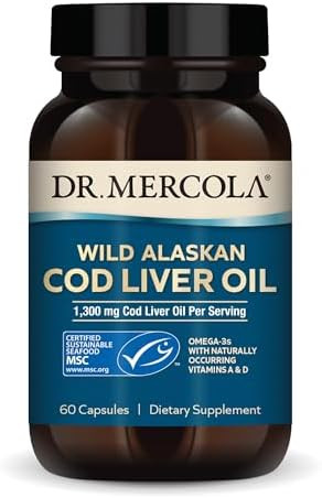 Dr. Mercola Cod Liver Oil, 1,300 mg Per Serving, 30 Servings (60 Capsules), Dietary Supplement, S... | Amazon (US)