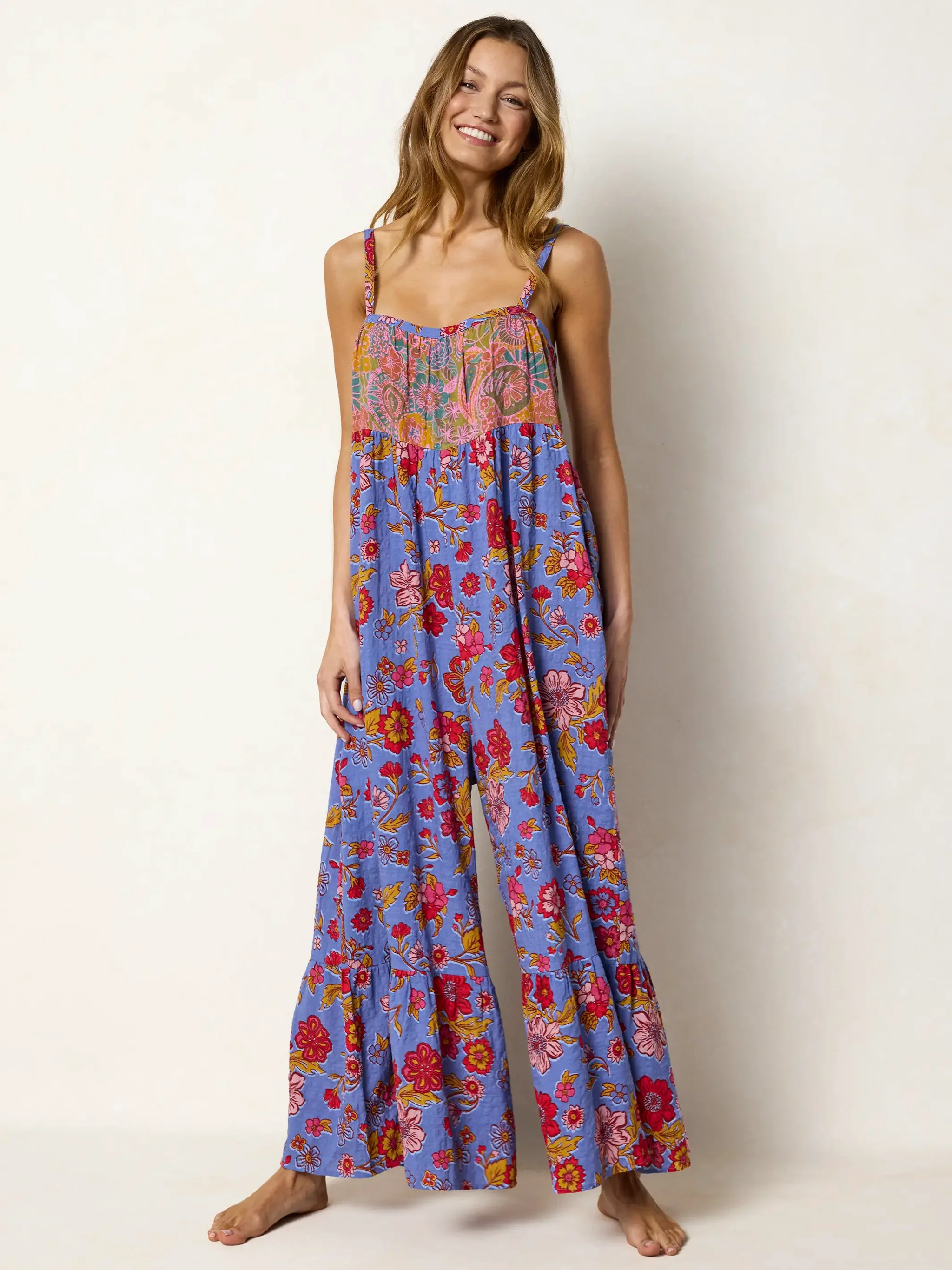 Stephanie Jumpsuit - Stella Blooms Blue | Natural Life