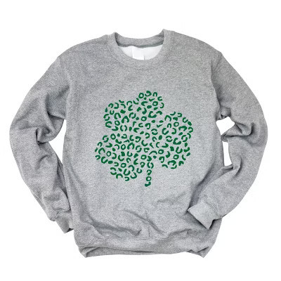Simply Sage Market Leopard Shamrock Sweatshirt - M - Graphite | Target