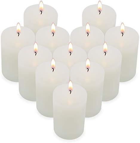 Anmeng 12 Pack 2x3 Inch Unscented Pillar Candles, Dripless and Smokeless Candle Set, Long and Slo... | Amazon (US)