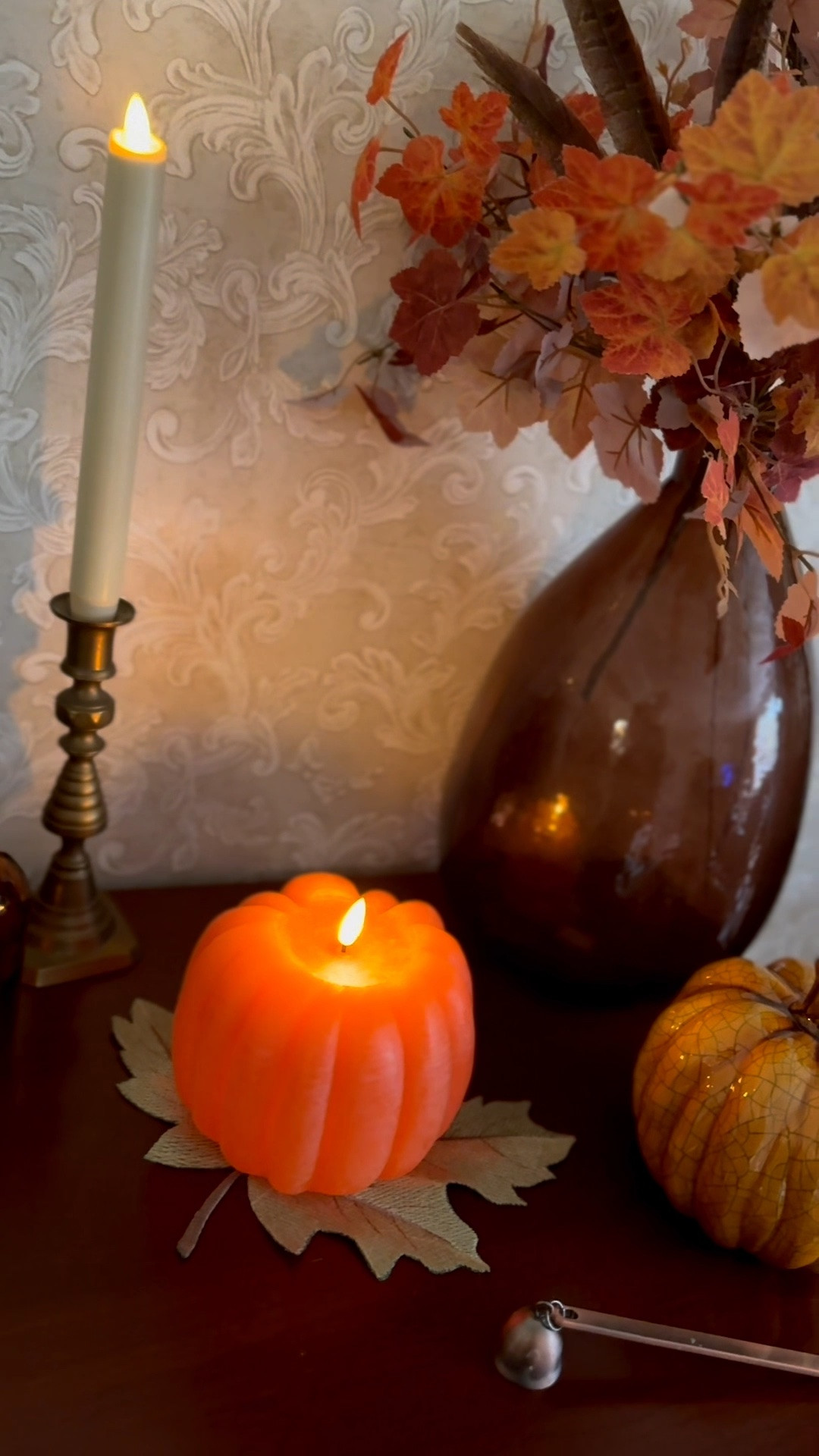 This pumpkin candle is the perfect cozy touch to your fall and Halloween home decor