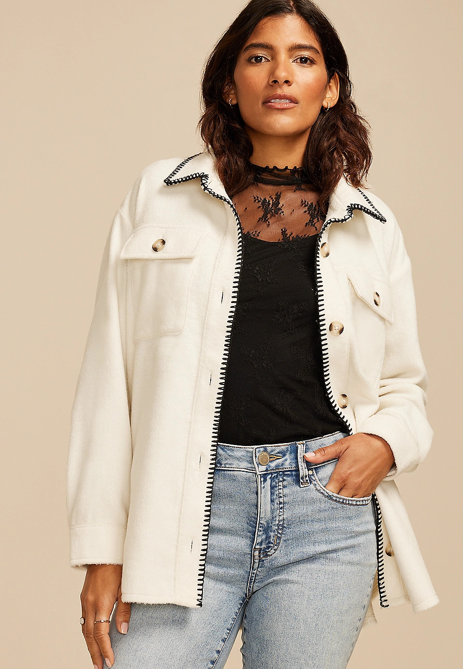 Whipstitch Shacket | Maurices