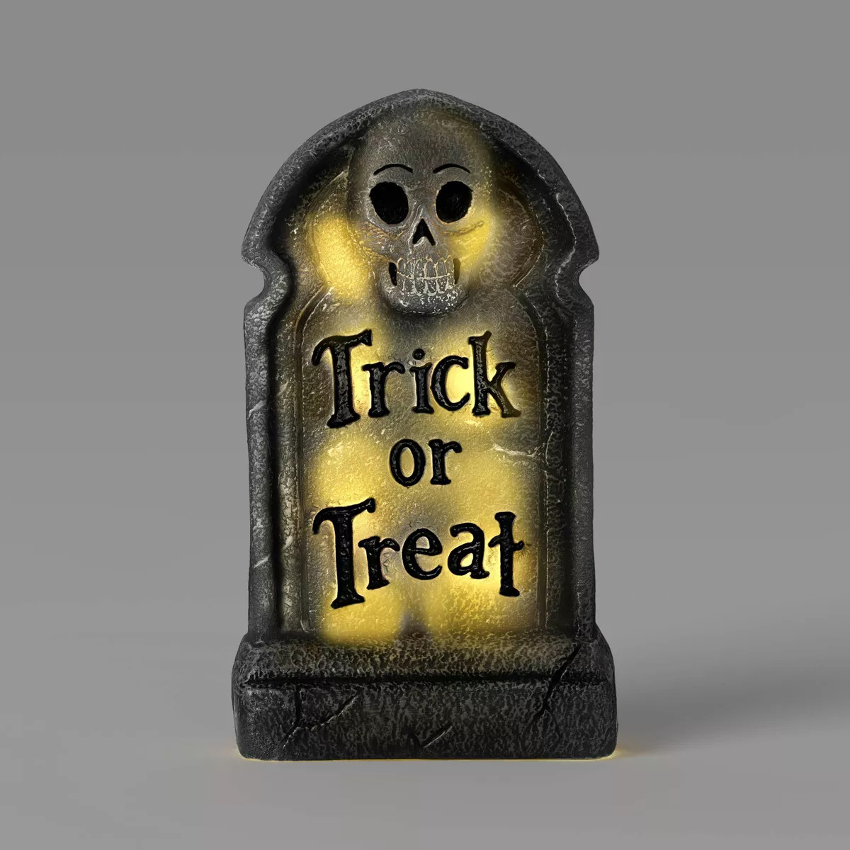 21" 'Trick or Treat' Lit Plastic Tombstones Halloween Decorative Prop Gray - Hyde and EEK! Boutiq... | Target
