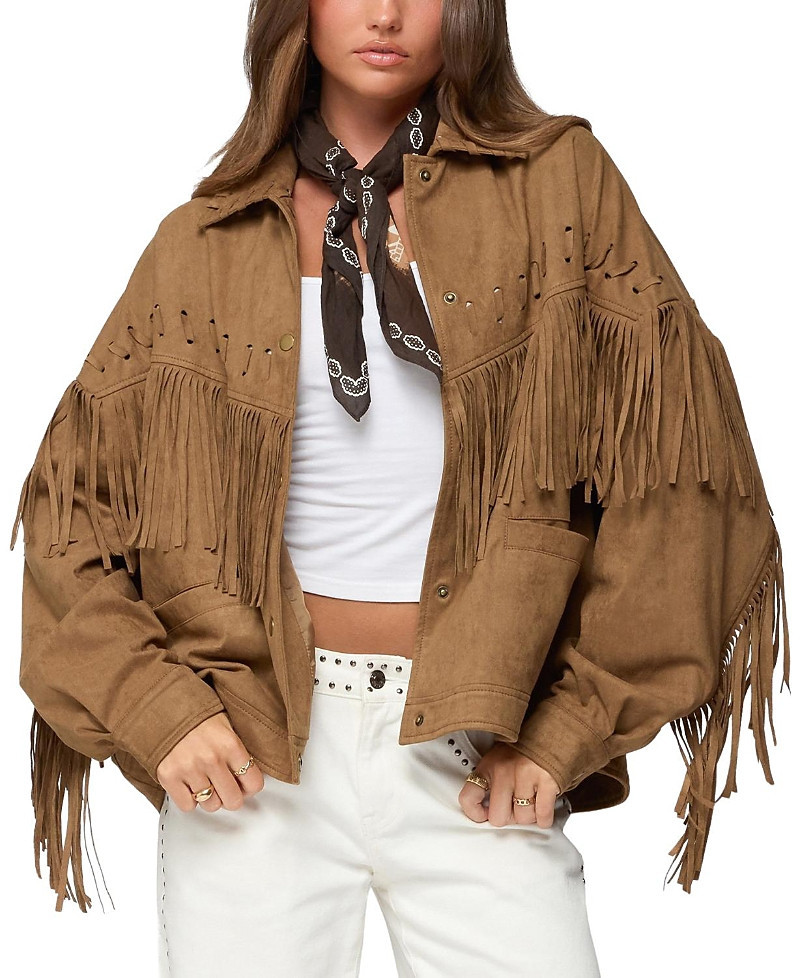 Edikted Evonka Fringe Faux Suede Jacket | Bloomingdale's (US)
