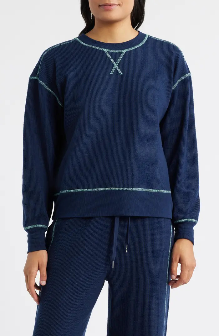 Contrast Stitch Waffle Knit Sweatshirt | Nordstrom