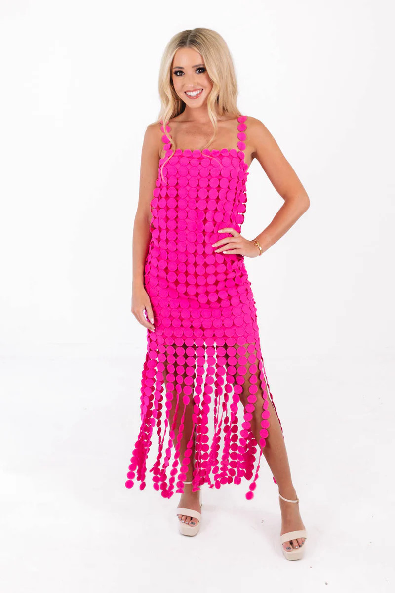 Pop Off Midi Dress - Hot Pink | The Impeccable Pig