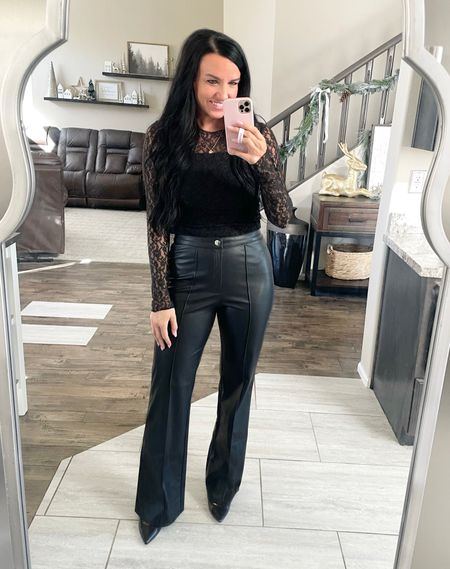 The perfect lace top for a holiday get together, party, or even NYE!

My exact top sold out in black, but I’m linking a lot of pretty options! (Linking my cami) My faux leather pants are old, but I found some very similar ones and linked them!

#LTKHoliday #LTKCyberWeek #LTKstyletip