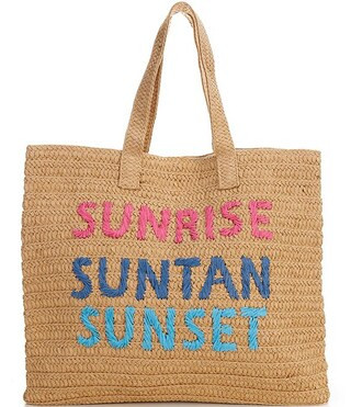 Sunrise Suntan Sunset Straw Tote Bag | Dillard's