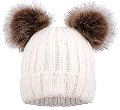 Arctic Paw Womens Winter Hat Cable Knit Beanie for Women Faux Fur Pompom Ears | Amazon (US)
