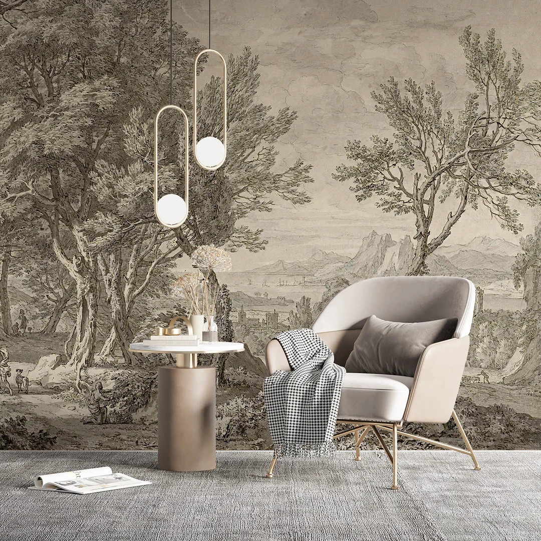 Vintage Landscape Wallpaper Panoramic Wallpaper Ruins - Etsy | Etsy (US)