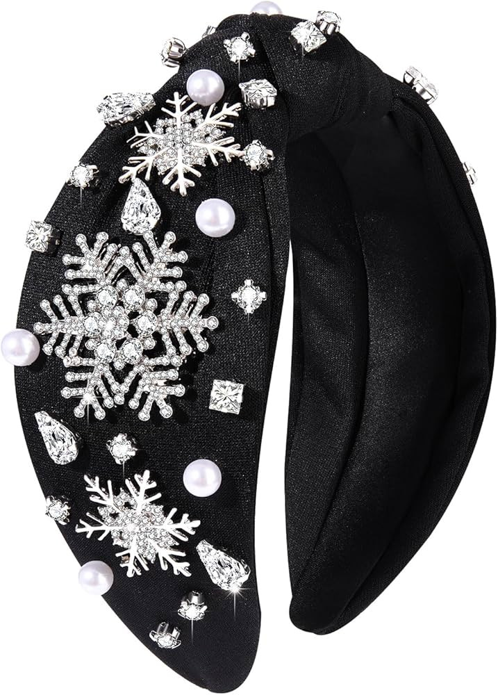 boderier Christmas Headbands for Women Silver Rhinestone Snowflake Headband Crystal Wide Knotted ... | Amazon (US)