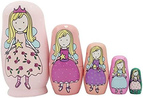 Hycles 5 Pcs Cute Angel Princess Handmade Nesting Dolls Russian Matryoshka Dolls Wishing Dolls fo... | Amazon (US)