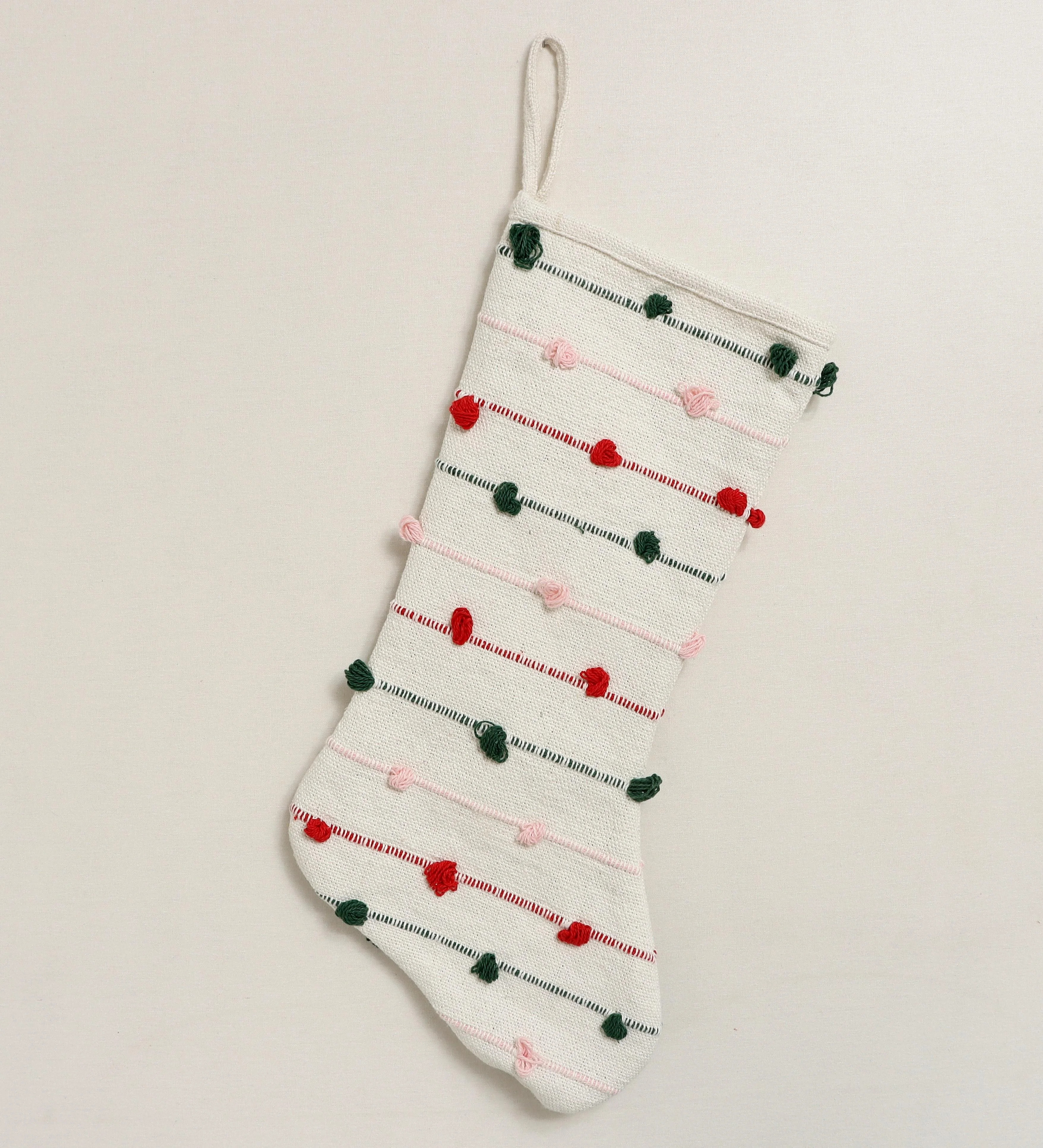White Woven Textured Fabric Christmas Stocking, 20 in, by Holiday Time - Walmart.com | Walmart (US)