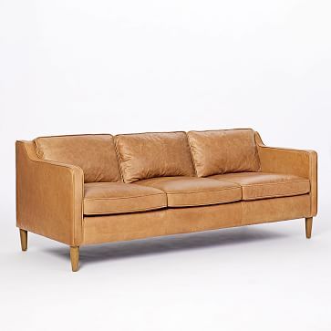 Hamilton Leather 3-Seater Sofa, Burnt Sienna, Almond | West Elm (US)